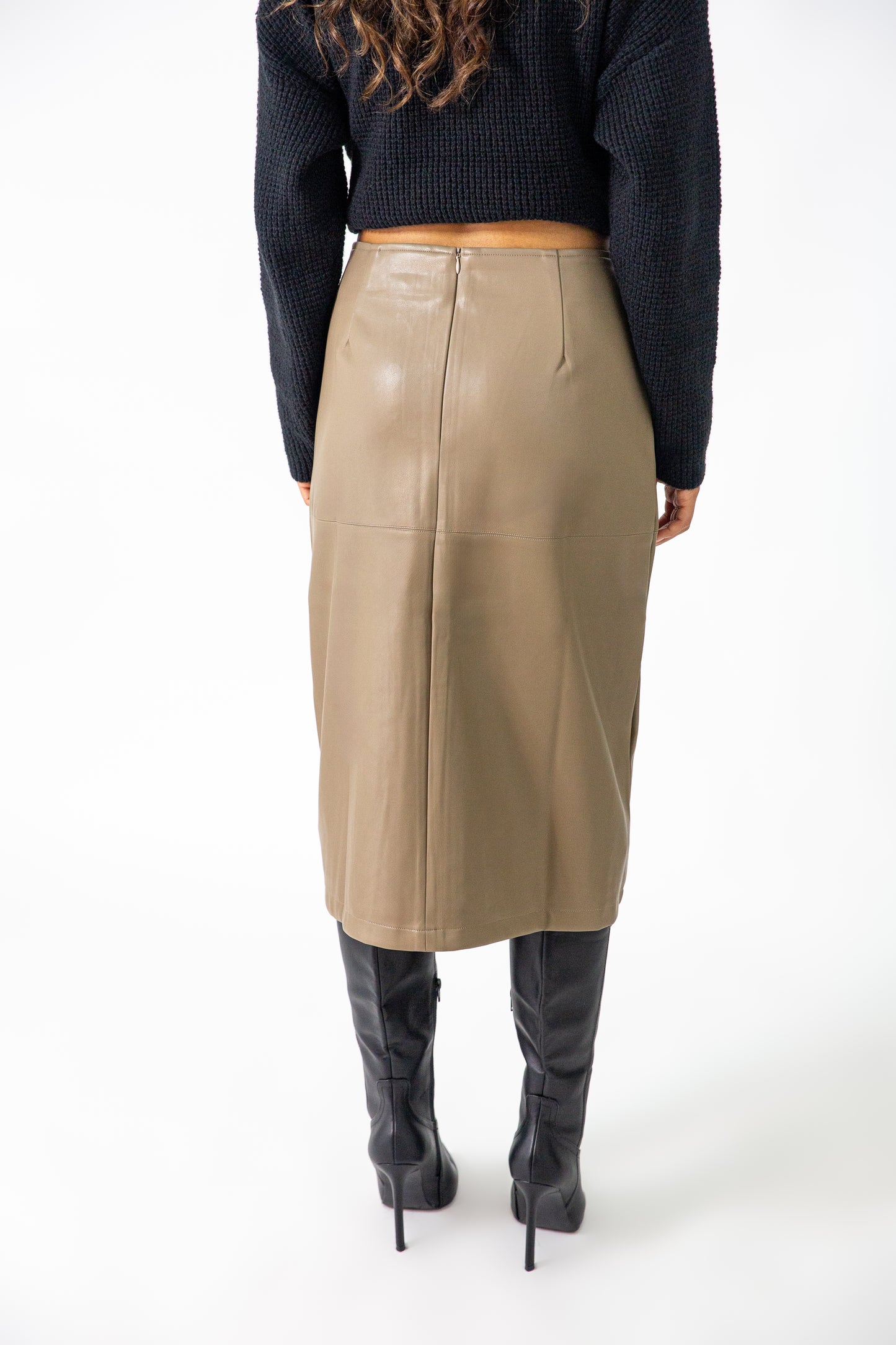 PU LEATHER MIDI SKIRT
