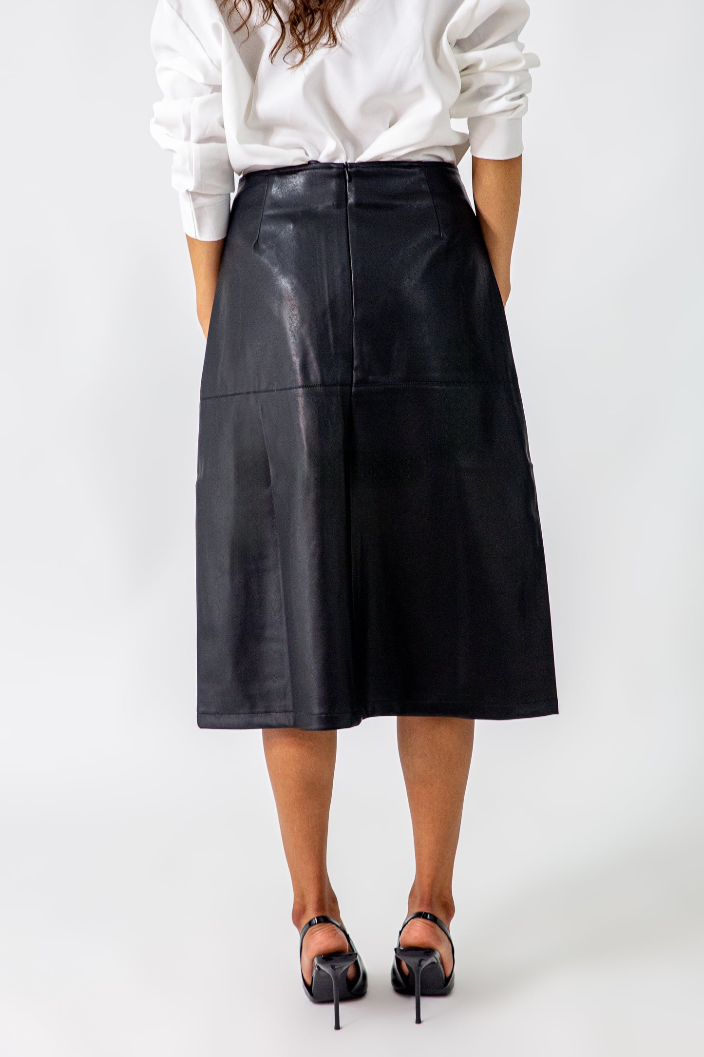 PU LEATHER MIDI SKIRT